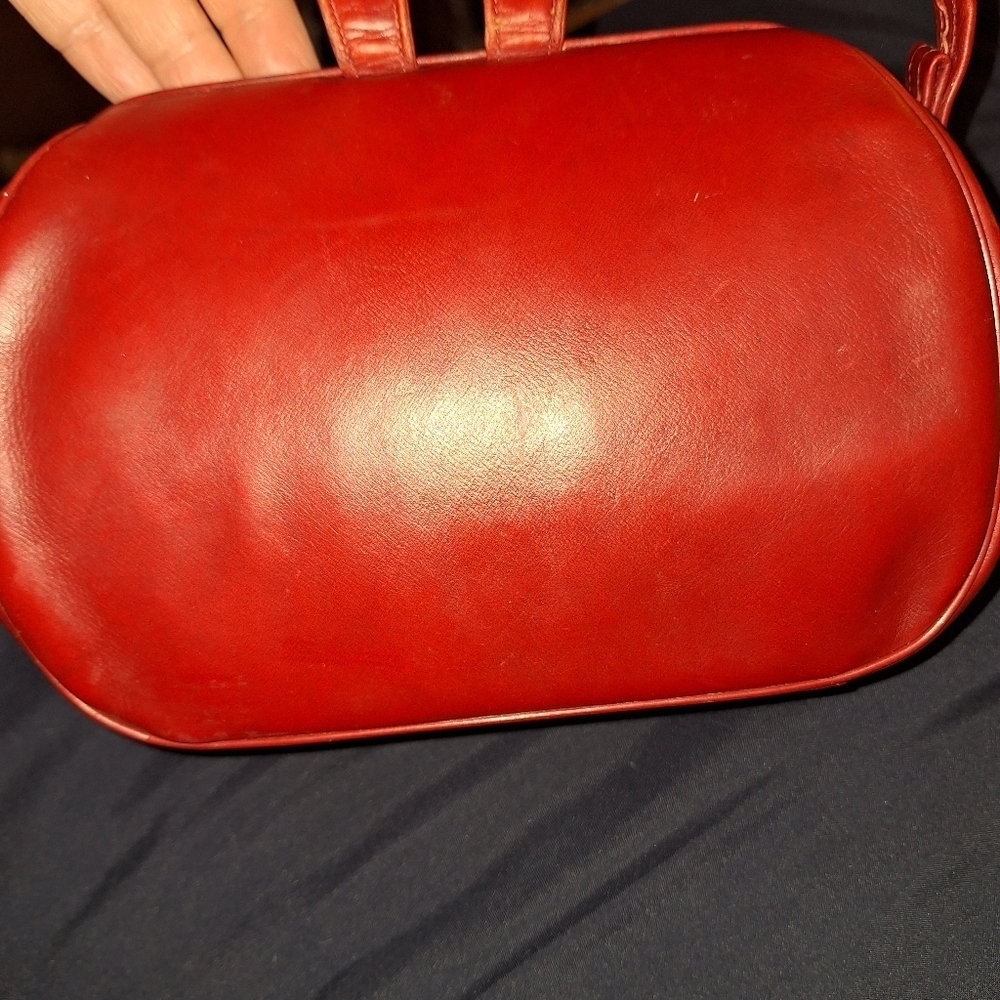 Vintage Red Leather Handbag Snap Closure Medium - Picture 5 of 8